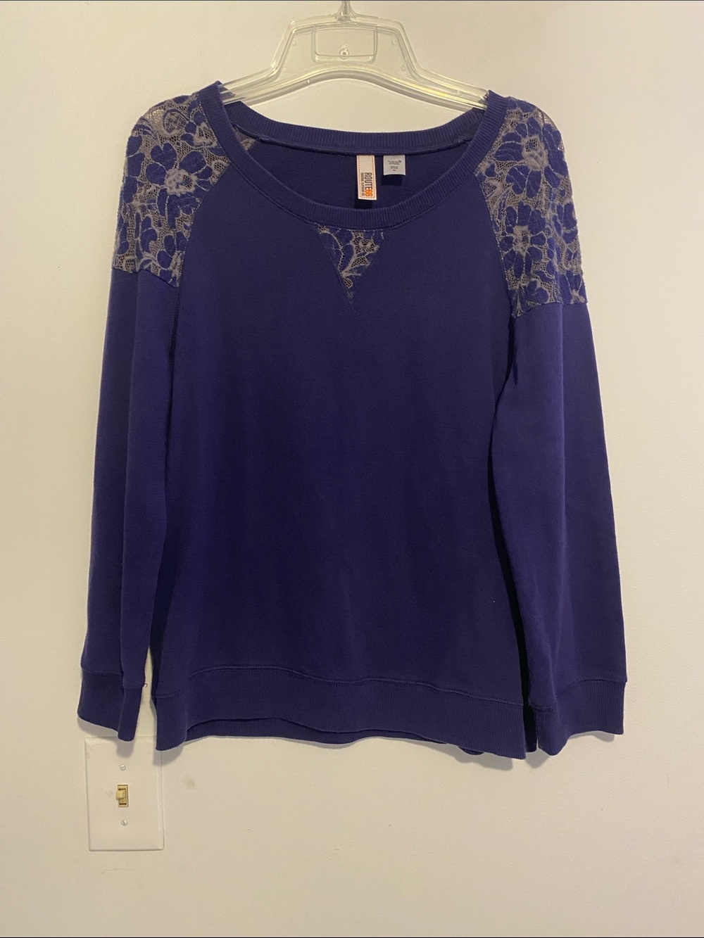Route 66 Purple Lace-Trim Pullover Sweater